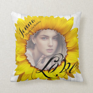 Personalized Photo Sunflower Event Occasion Gift Throw Pillow