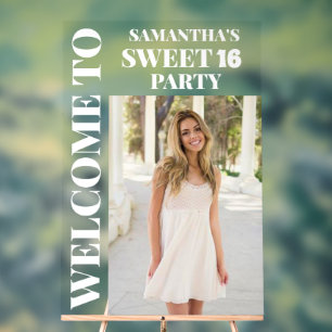 Personalized Photo Sweet 16 Welcome Acrylic Sign