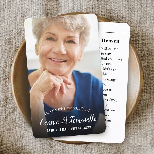 Personalized Photo Sympathy Funeral Memorial Card