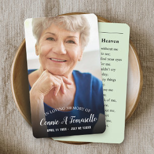 Personalized Photo Sympathy Funeral Memorial Card