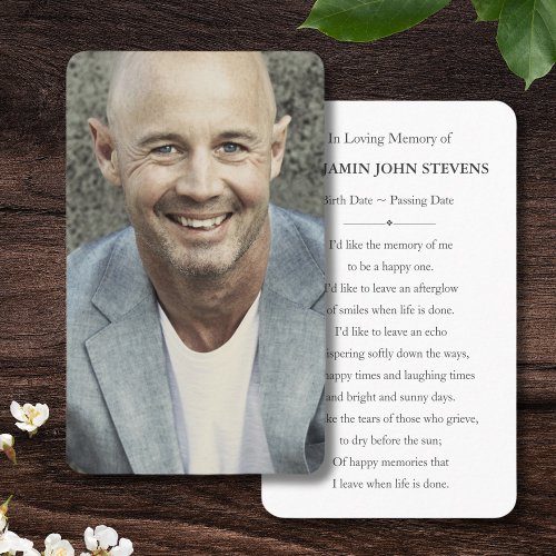 Personalized Photo Sympathy Funeral Memorial Card