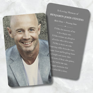 Personalized Photo Sympathy Funeral Memorial Card