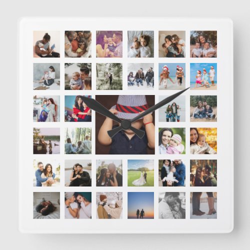 Personalized Photo Template Collage Square Wall Clock