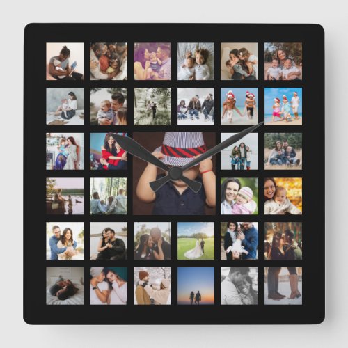 Personalized Photo Template Collage Square Wall Clock