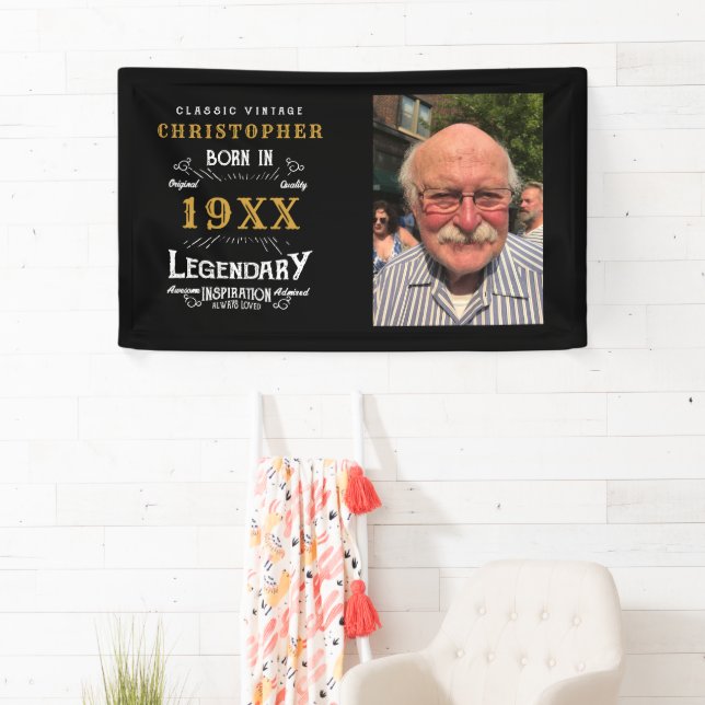 Personalized Photo Template Dad Birthday Legendary Banner (Insitu)