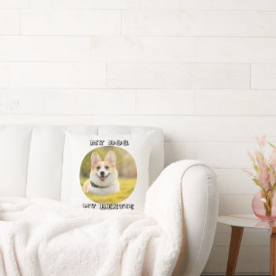 Personalized Photo Template for My Dog - My Best Throw Pillow