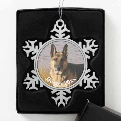 Personalized Photo Template Pewter Christmas Snowflake Pewter Christmas Ornament