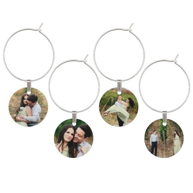 Personalized Photo Template Wine Charm (Staggered)