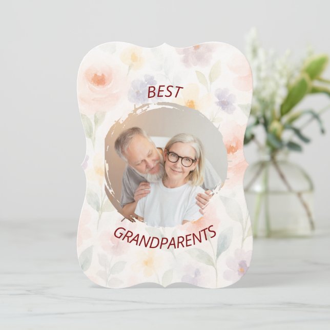 Personalized Photo & Text Card | Best Grandparents (Standing Front)