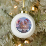 Personalized Photo & Text Christmas 2025 Custom Ceramic Ball Christmas Ornament<br><div class="desc">Personalized Christmas Ornaments Custom Photo & Text 2025 Christmas Tree Ornament Ideal for Xmas Decorations Baby Showers,  Weddings Birthdays Gifts for Mom Dad Kids Pets Friends</div>