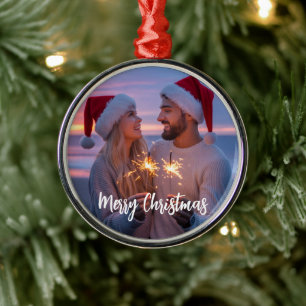Personalized Photo & Text Christmas 2025 Custom Metal Ornament