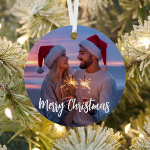 Personalized Photo & Text Christmas 2025 Custom Metal Ornament