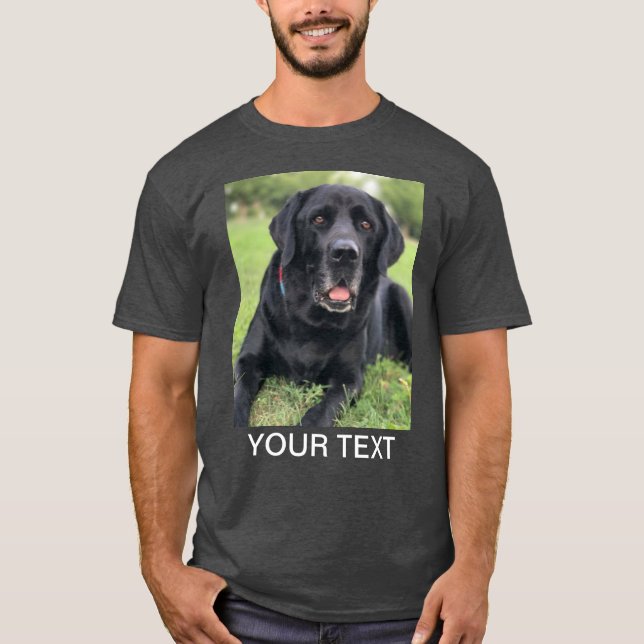 Personalized Photo Text Pet Dog Grey T-Shirt (Front)