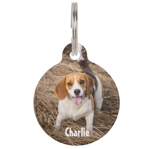 Personalized Photo  Text Round Pet Tag