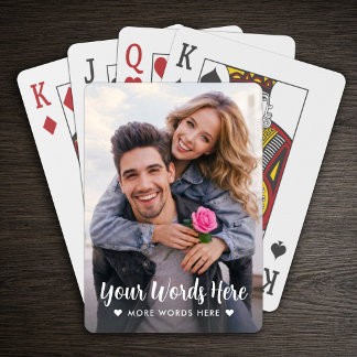 Personalized Photo & Text Script Love Heart Poker Cards