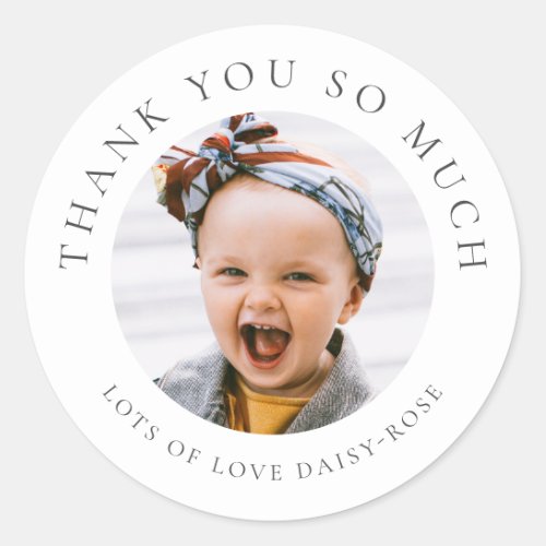 Personalized Photo Thank You Classic Round Sticker