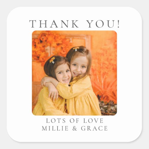 Personalized Photo Thank You Square Sticker