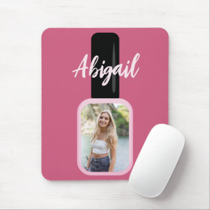 Personalized Photo Trendy Modern Pink Nail Polish Mouse Pad