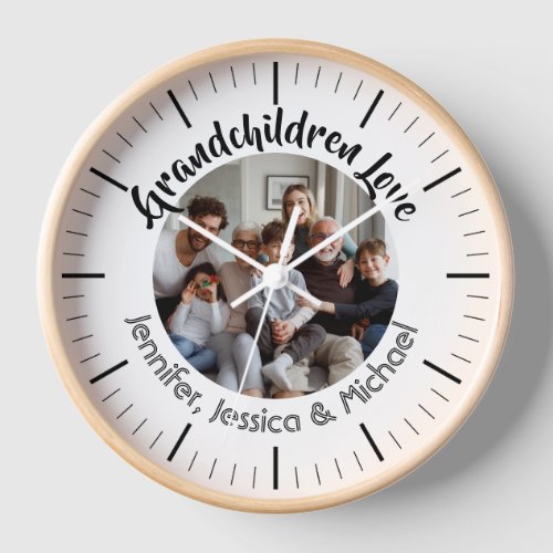 Personalized photo typography Grandchildren names  Clock