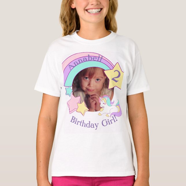 Personalized Photo Unicorn birthday T-Shirt (Front)