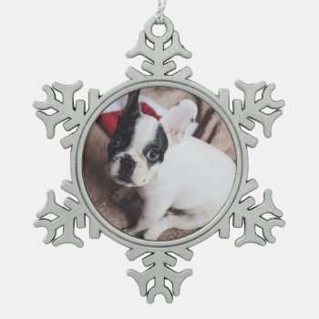 Personalized Photo Upload Design Own Pet Picture Snowflake Pewter Christmas Ornament by rua_25 at Zazzle