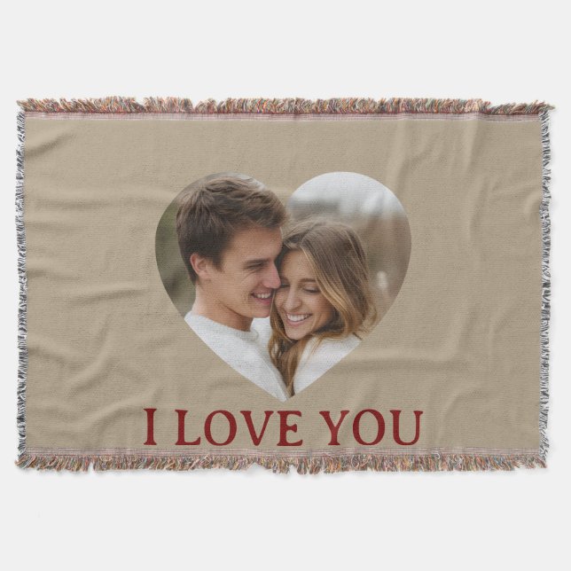 Personalized Photo Valentine's Day Throw Blanket (Front)