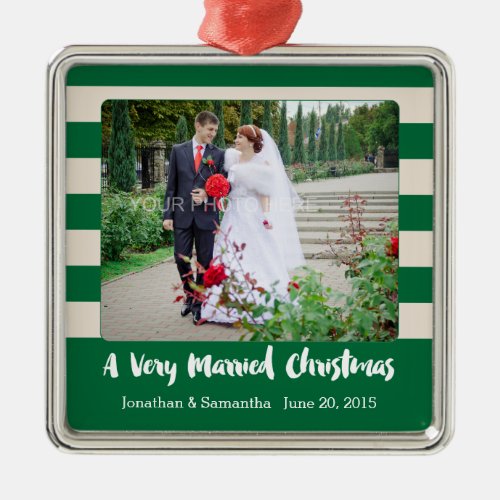 Personalized Photo Very Married Christmas Metal Ornament