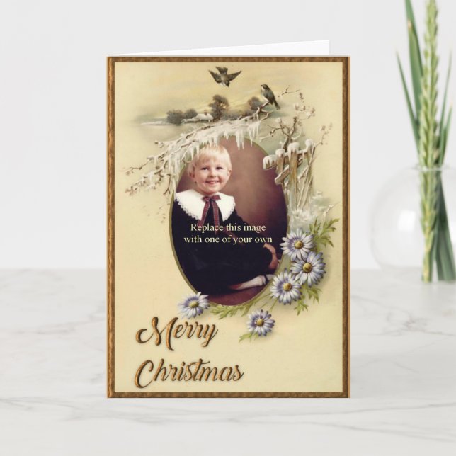 Personalized Photo Vintage Christmas Card (Front)
