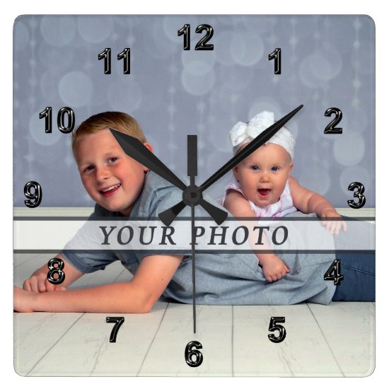 Personalized Photo Wall Clock Square or Round Square Wall Clock