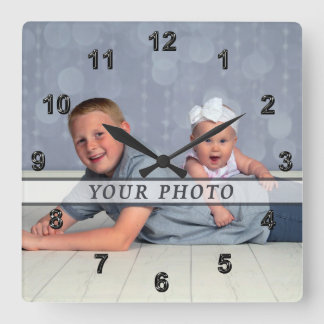 Personalized Photo Wall Clock, Square or Round Square Wall Clock
