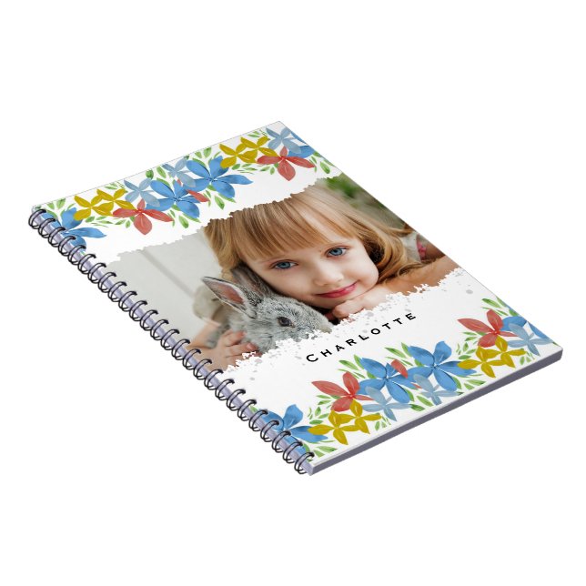Personalized Photo Watercolor Floral Notebook (Right Side)