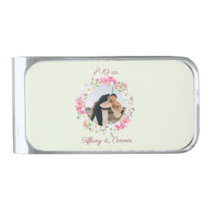 Personalized Photo Wedding Date Bride Groom Custom Silver Finish Money Clip