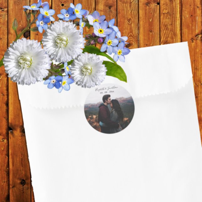 Personalized Photo Wedding Event Classic Round Sticker (Creator Uploaded)
