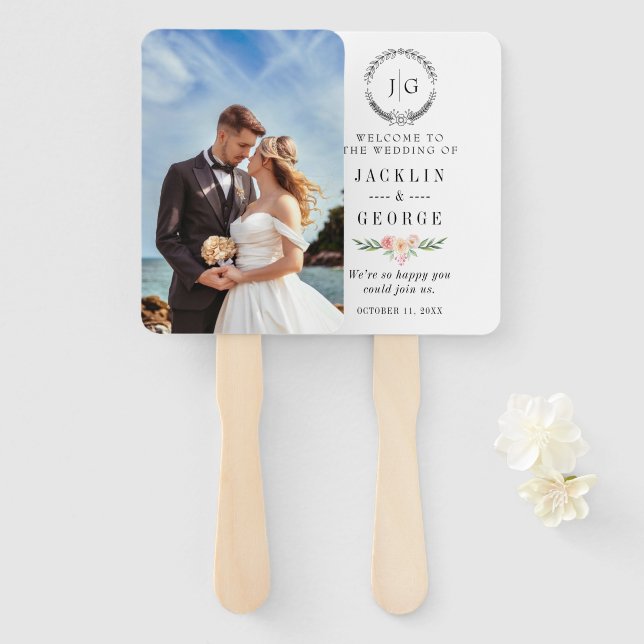 Personalized Photo Wedding Fan Program (Front and Back)