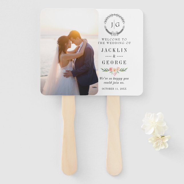 Personalized Photo Wedding Fan Program (Front and Back)