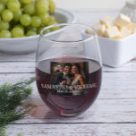 Personalized Photo Wedding Gift Bride Groom Stemless Wine Glass<br><div class="desc">This design may be personalized in the area provided by changing the photo and/or text. Or it can be customized by clicking Personalize this Template and then choosing the click to customize further option and delete or change the color of the background, add text, change the text color or style,...</div>