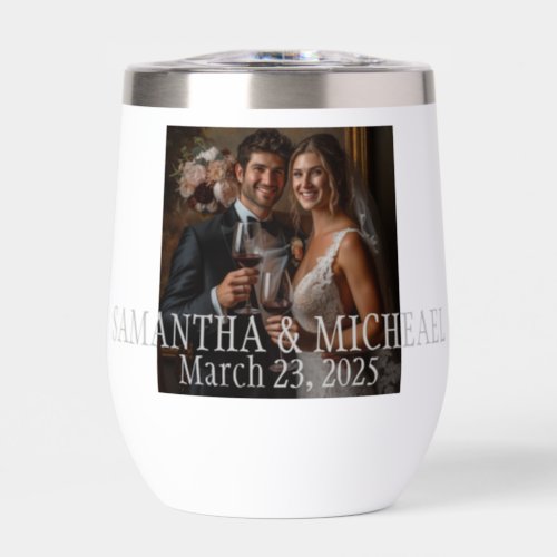 Personalized Photo Wedding Gift Bride Groom Thermal Wine Tumbler
