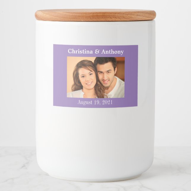 Personalized Photo Wedding Glass Jar Favor Label (Front)
