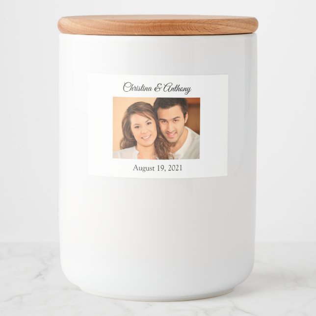 Personalized Photo Wedding Jar Favor Label (Front)