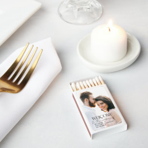 Personalized Photo Wedding Matchbox Modern Minimal Matchboxes