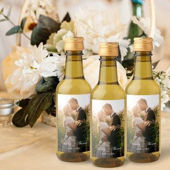 Personalized Photo Wedding Mini Wine Bottle Label by HappyMemoriesPaperCo at Zazzle