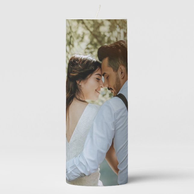 Personalized Photo Wedding Pillar Candle (Front)