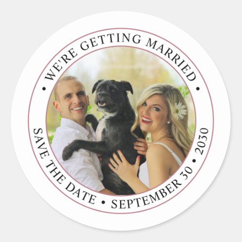 Personalized Photo Wedding Save the Date Classic Round Sticker