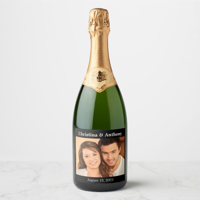 Personalized Photo Wedding Sparkling Wine Favor La Label (Front)