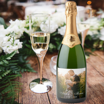 Personalized Photo Wedding Sparkling Wine Label by HappyMemoriesPaperCo at Zazzle