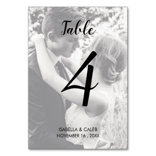 Personalized Photo Wedding Table Number Card