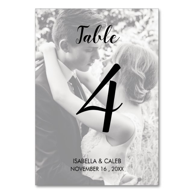Personalized Photo Wedding Table Number Card (Front)