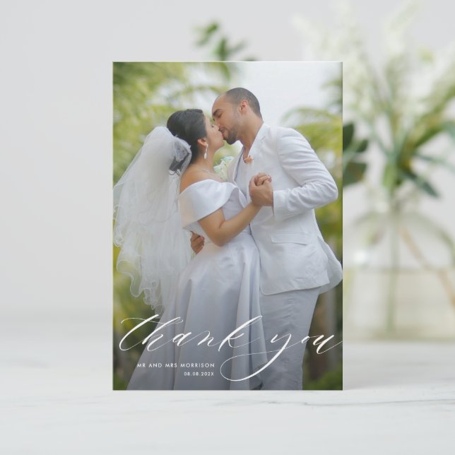 personalized photo wedding thank you card (Standing Front)