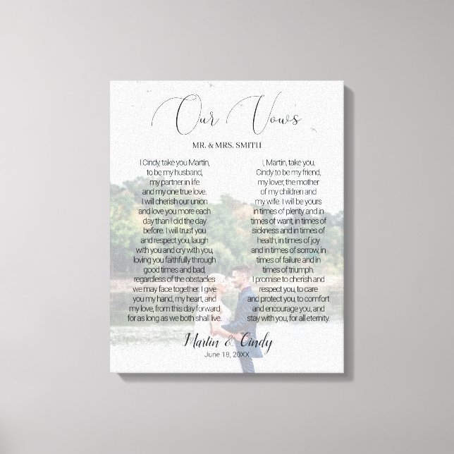 Personalized Photo Wedding & Vows Canvas Print (Front)