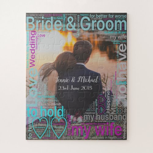 Personalized Photo Wedding Word Art Jigsaw Puzzle